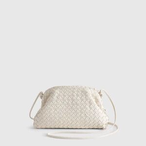 Quince Italian Leather Handwoven Pouch Crossbody Clutch Bone